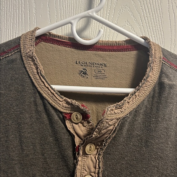Legendary Whitetails Gray Henley with Red Stitching - Picture 2 of 3